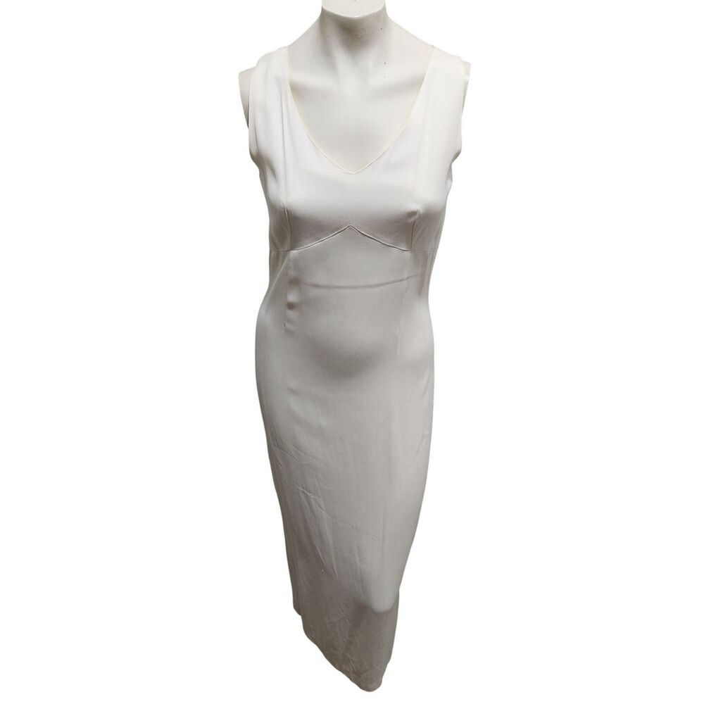 Etam Paris Ivory Midi Sheath Dress FR 40 Acetate Viscose France